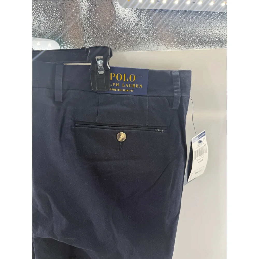 Polo Ralph Lauren Mens Stretch Slim Fit Chino Pants Navy Blue 36x30 NEW MSRP 89
